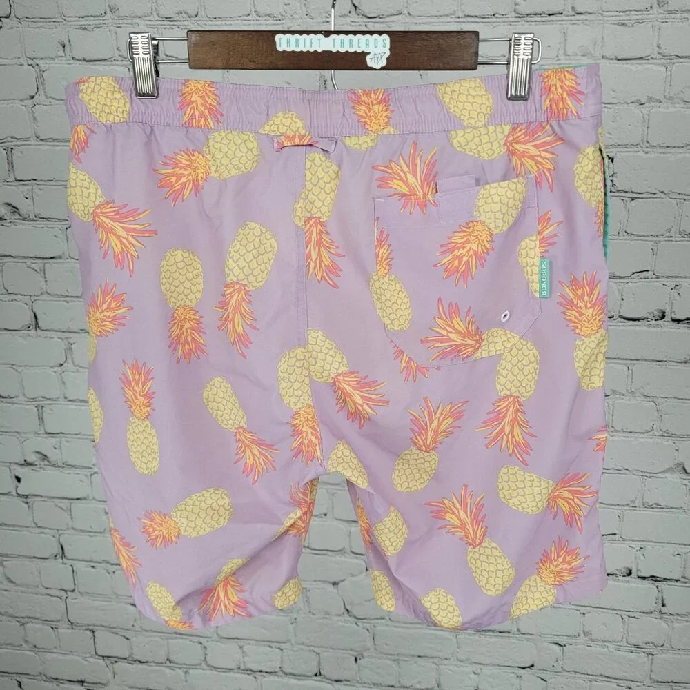 Bonobos Purple Pineapple Mesh Lined Board Shorts Swim Trunks Size Medium M